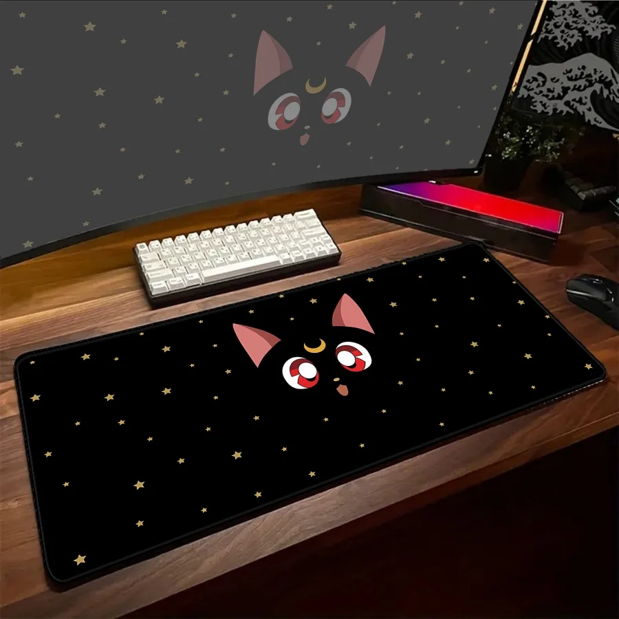 

Large Mat Kawaii Black Cat Mouse Pad big Gamer Desk XXL Computer Table Carpets Accessories Setup PC Gaming Mopusepads