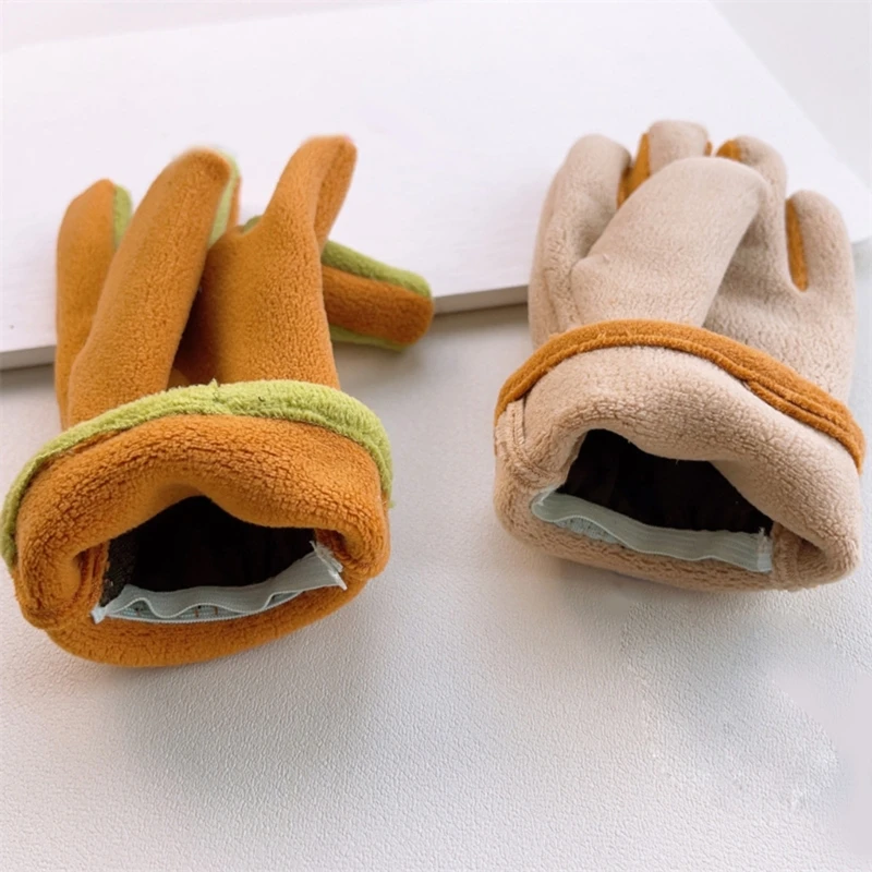 Guantes cálidos de dibujos animados para niños, manoplas gruesas de forro Polar para bebés, niñas y niños, mitones de dedo completo para niños,