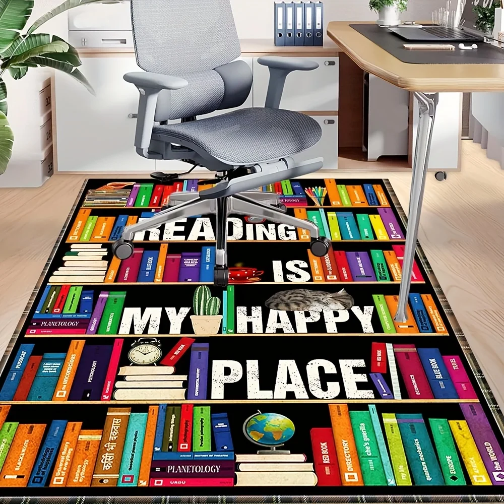 VIKAMA Colorful Book Reading Office Carpet Non Slip Waterproof Desk Mat Living Room Rug