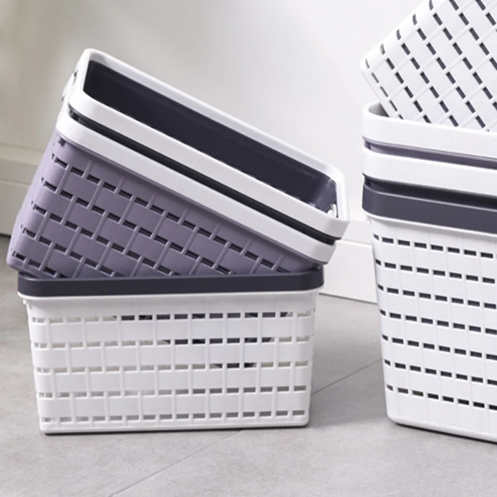

2Pcs Plastic Storage Basket Tear Resistant Organizer for Kitchen Bathroom Closet Pantry Multipurpose Storage Bin with
