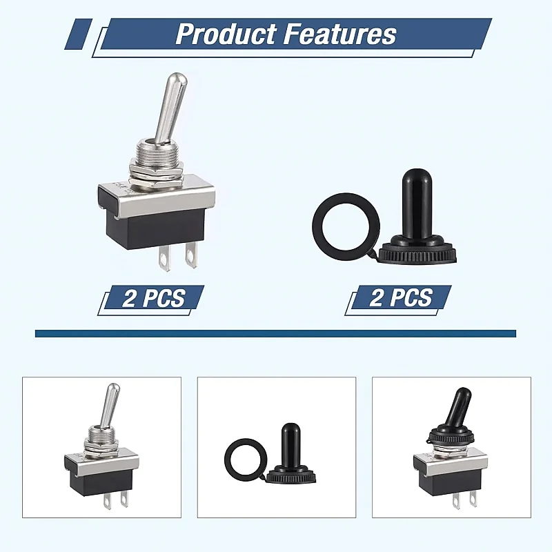 KN3D-101 مفتاح تبديل 12 فولت 2 دبوس مقاوم للماء على إيقاف 25 أمبير 12 فولت مع غطاء مقاوم للماء (عبوة من قطعتين) #3