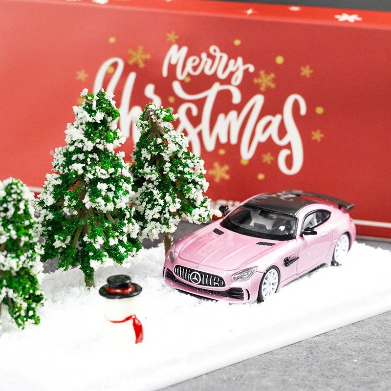 Fine Works 1/64 Mercedes-Benz AMG GTR Modelo de liga de metal em pó, brinquedos de coleção infantil, para presentes de feriado infantil.