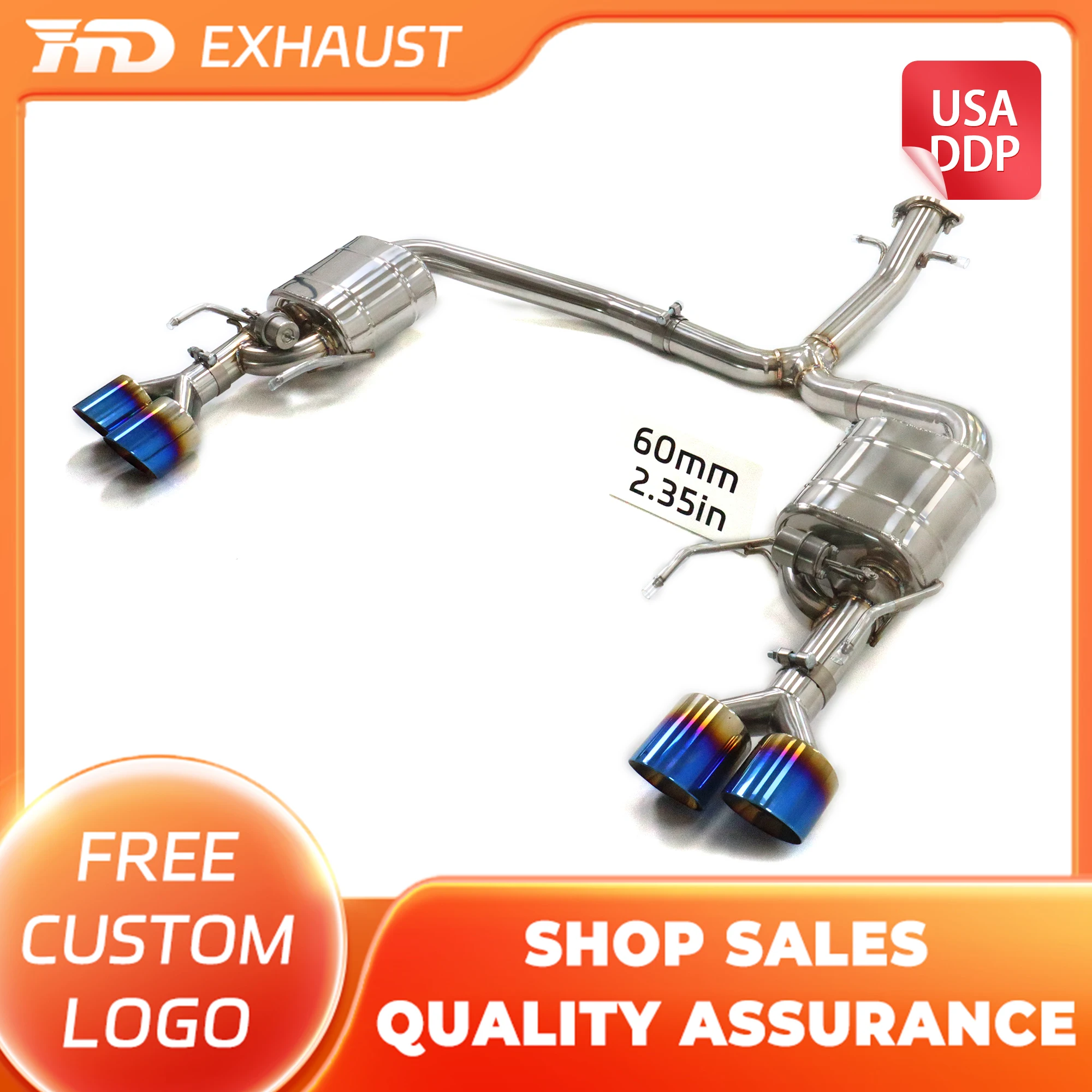 

HMD Hot sale Stainless Steel Exhaust System Performance Catback for Toyota Mark X 2.5L Muffler With Valve