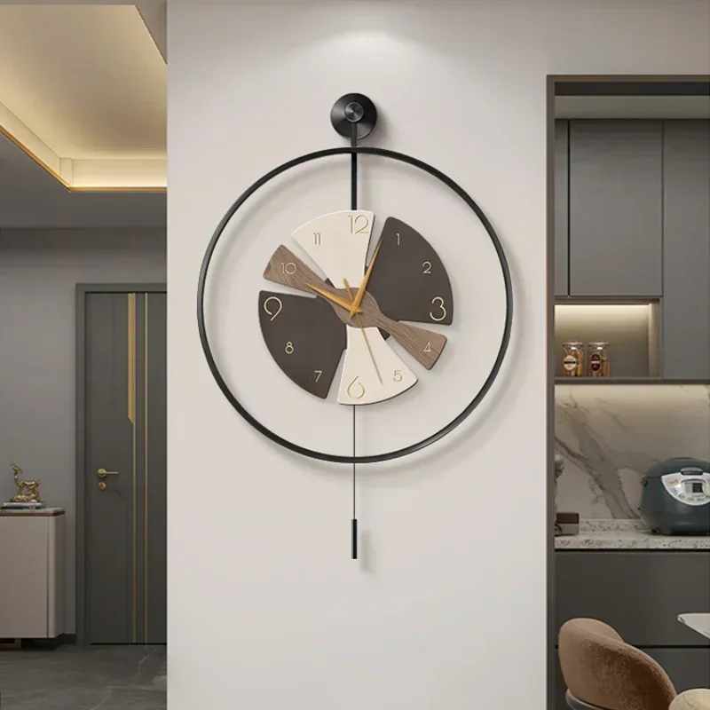 Modern Living Room Clock Wall Decoration Luxury Art No Punching Dining Room Wall Decoration Pendulum Wall Clock for Kitchen