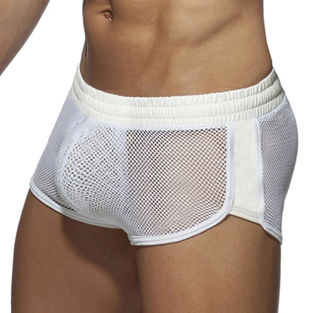 

Quick Dry Sleep Bottoms Daily Knickers Men Transparent Underwear Low Waist Boxers Trunks Male Beach Casual Shorts Home Sleepwear