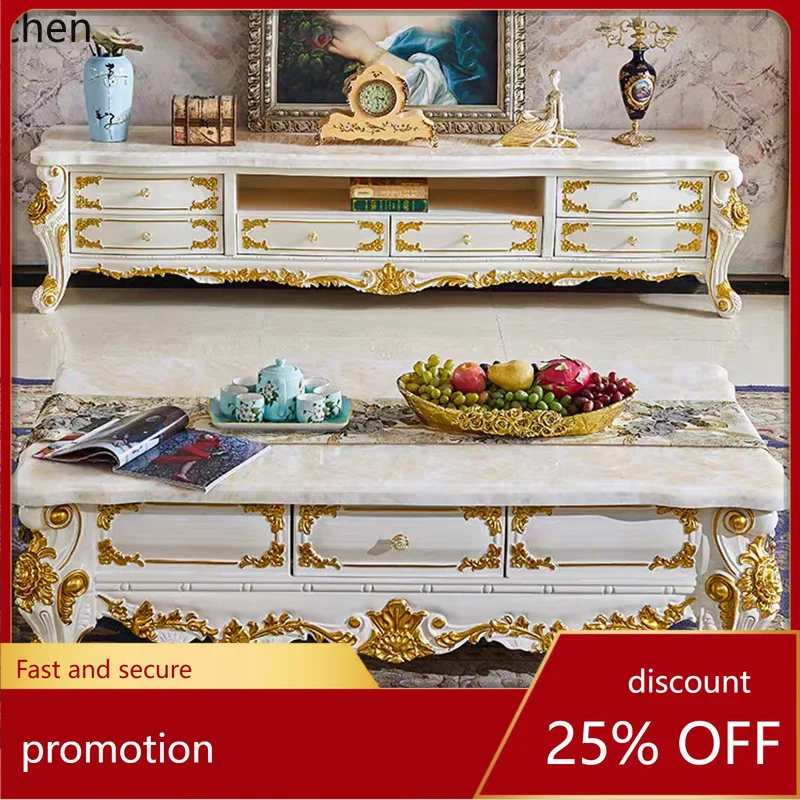 

ZML Coffee Table Living Room Solid Wood Carved Coffee Table TV Cabinet Combination Storage Tea Table