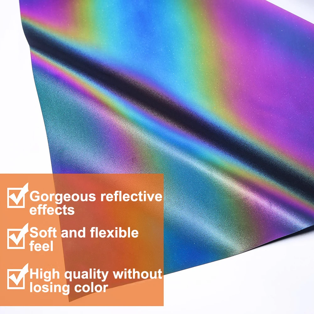 10 шт., дюйма x дюйма, цветной отражающий виниловый материал HTV, яркая пленка, горячая фотография, легко разрезается
