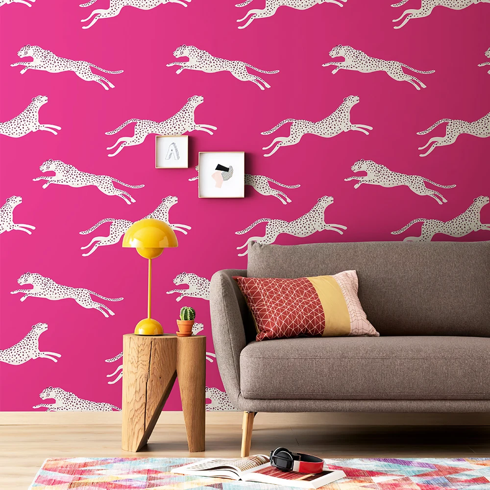 الوردي ليوبارد قشر وعصا ورق جدران من الفينيل موردن ذاتية اللصق مقاوم للماء غرفة المعيشة جدار ديكور شيك ملصقات خزانة الحيوان