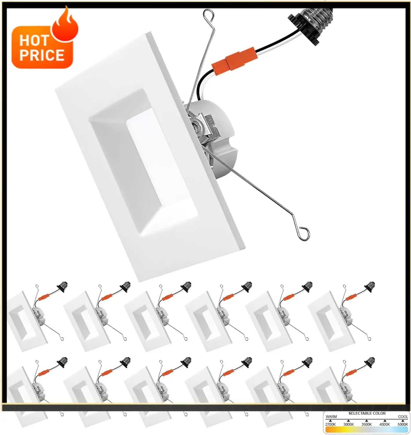 

Bestseller12 Pack, 6 Inch Retrofit LED Square Recessed Lighting, 5CCT 2700K/3000K/3500K/4000K/5000K Selectable, 1100 Lumen 14W,