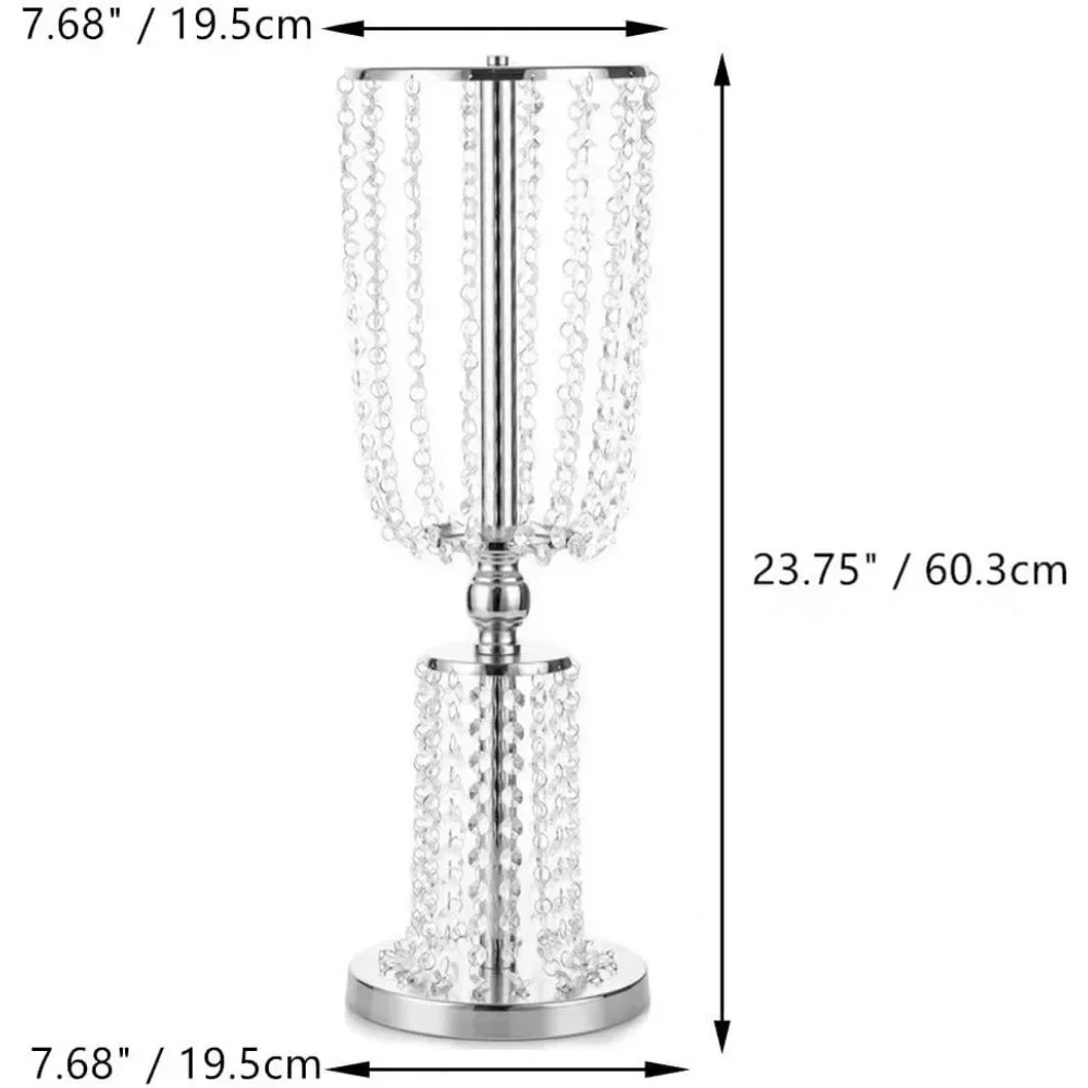 Vases 10 Pcs 23.75 Inches Tall Crystal Metal Vase Flower Stand Holders Wedding Centerpiece Chandelier Decoration Home Decor Room