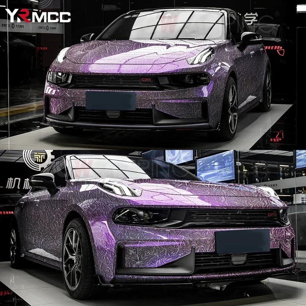 Car Carbon Vinyl Film Ice Crack Purple Car Stickers PVC Glossy Auto Body Decoration Anti Scratch Wrap Decal for Auto Accessories