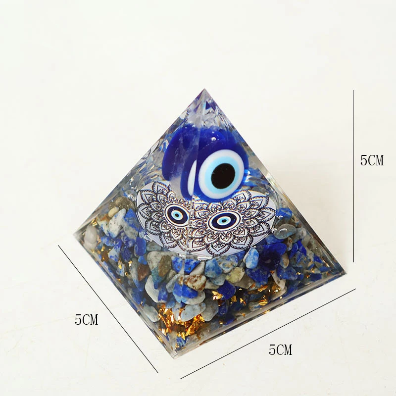 Picture 7: Hamsa Hand Resin Crystal Pyramid Black Obsidian Orgonite Pyramid Energy Meditation Blessing Home Office Judaica Protection Gift