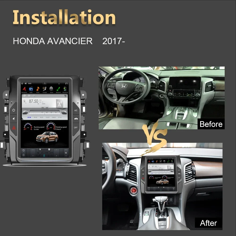 Android 11 Tesla Style Screen Car GPS Navigation For HONDA AVANCIER 2017- Auto Radio Stereo Multimedia Player