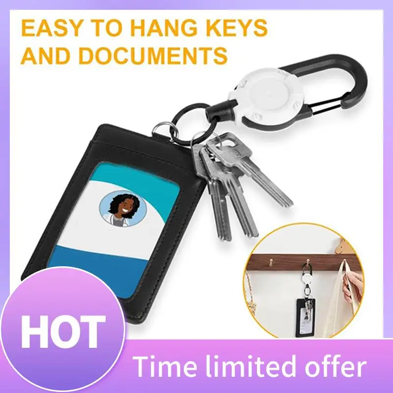 4Pcs Heavy Duty Retractable Keychain Retractable ID Badge Reel Heavy Duty Reel Clips (White)