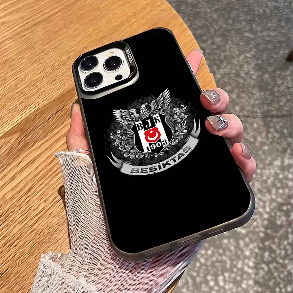 Fashion B-Besiktas BJK Phone Case For iPhone 16 12 13 14 15 Pro Max Plus Color Electroplated Silver IMD Laser Cover