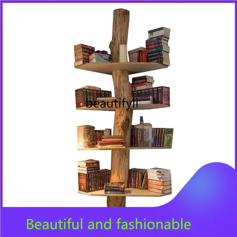 xz1Tree solid wood living room baffle stake storage study combination bookshelf
