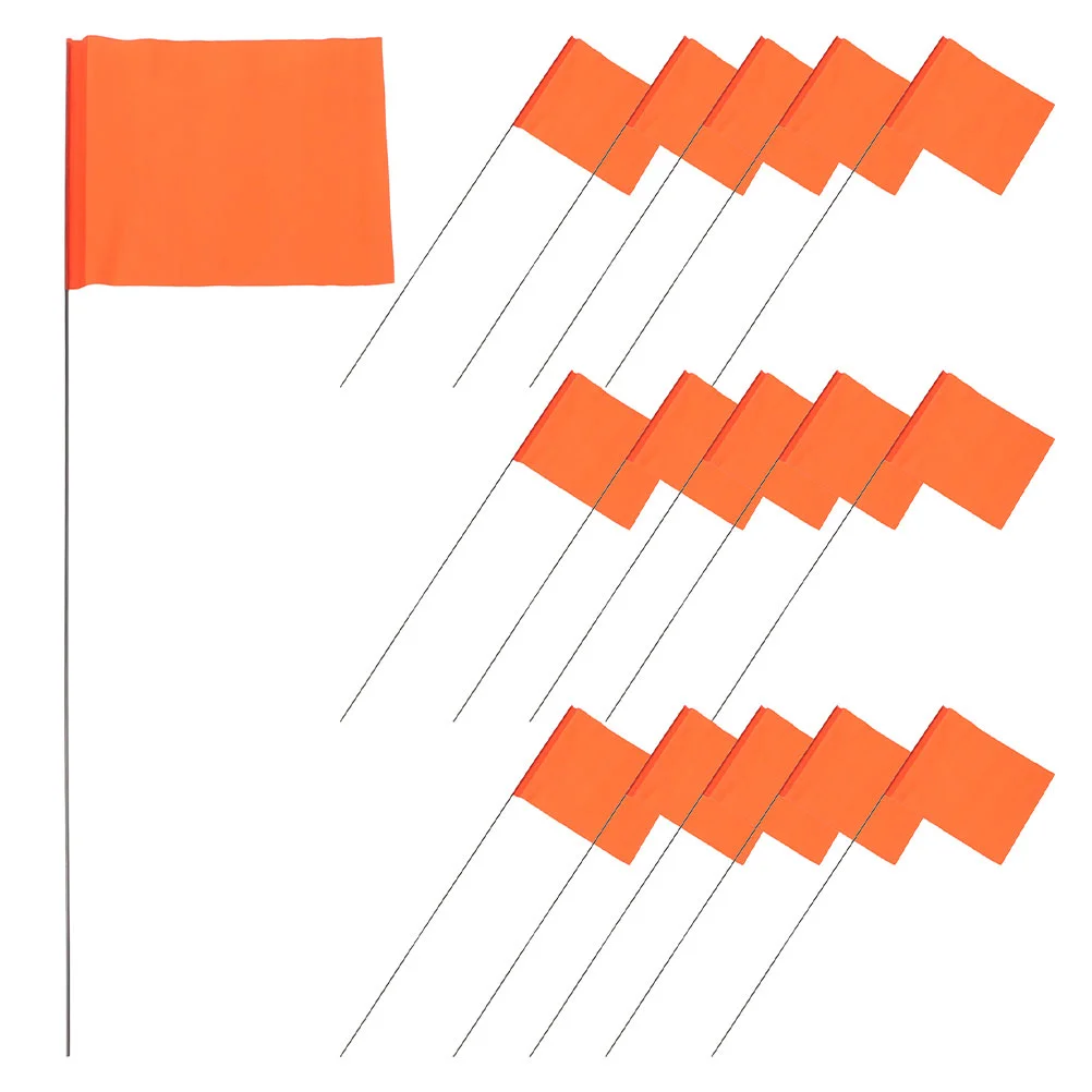 

25 Pcs Landmark Signal Flag Garden Flags for outside Lawn Orange Steel Wire Golf