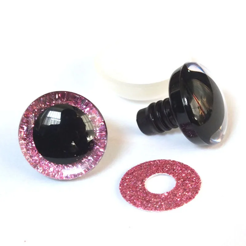 20 Stück 9–40 mm 3D-Sicherheitsspielzeugaugen + glitzernde Vliesstoffe – können Größe und Farbe wählen – Detail 10