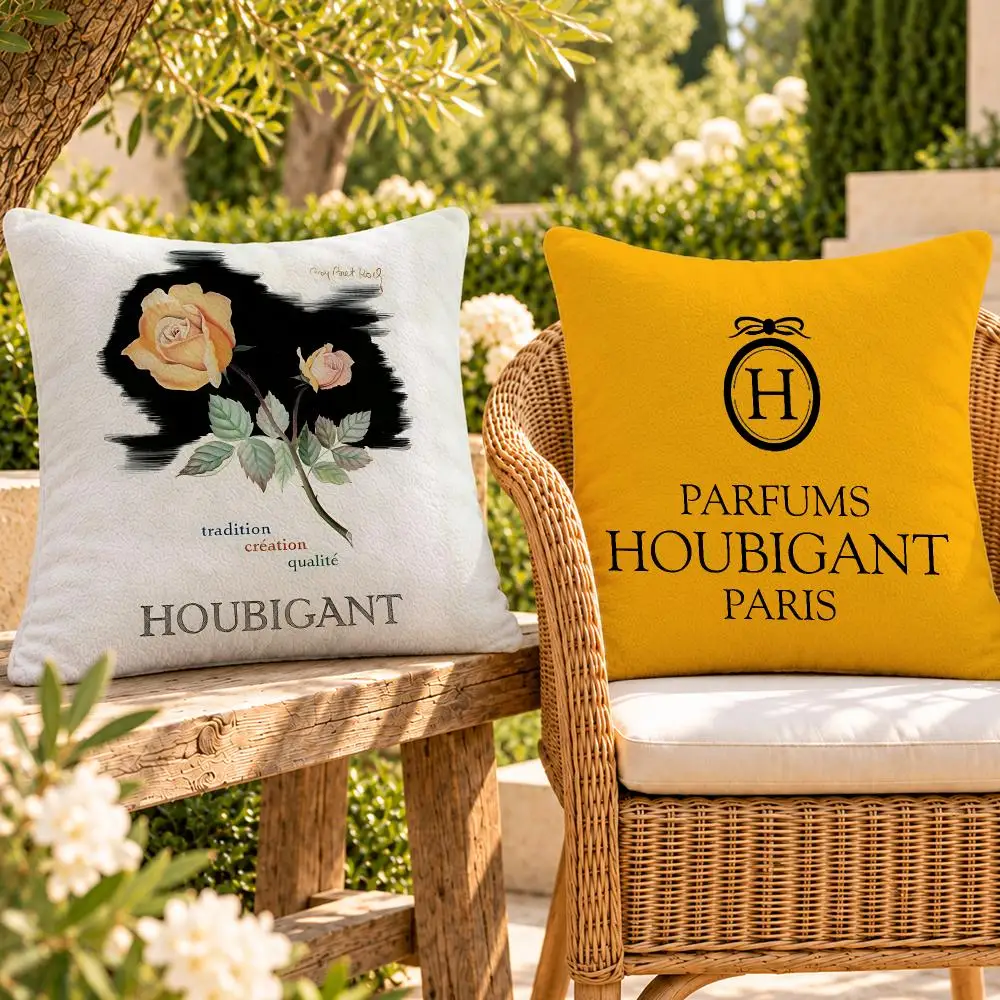 Brand Fragrance Houbigant Cushion Cover Soft Plush Throw Pillow Cover Washable Sofa Bed Patio Chair Home Decor