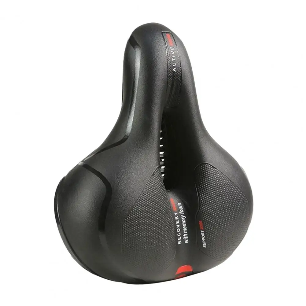 Ergonomic Bicycle Seat Memory Foam Cushioned Wide Bicycle Saddle with Shock Absorption Reflective Strip for Indoor/outdoor