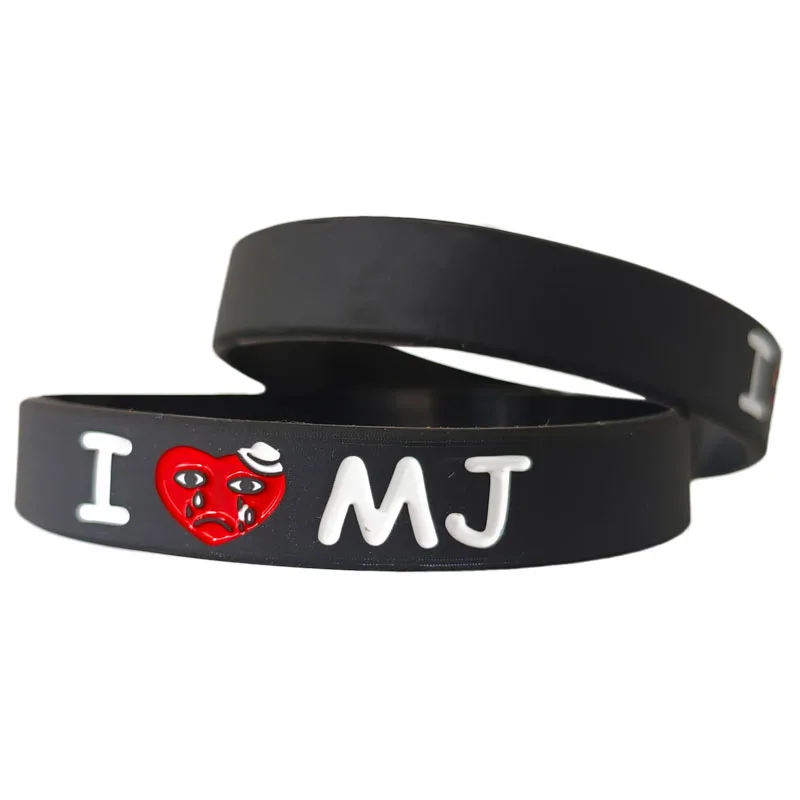 1PC New Black I Love MJ Michael Jackson Silicone Wristband Printed Black Bracelets&Bangles for Music Lovers Gifts Jewelry SH154