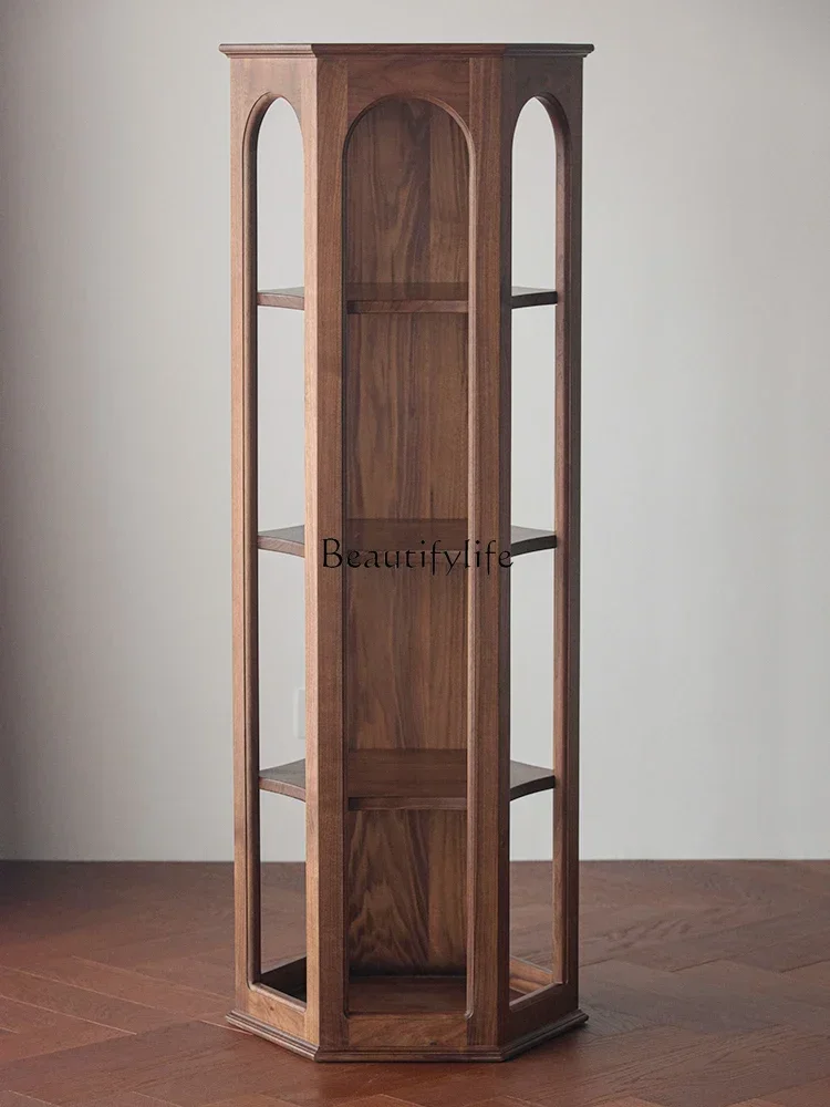 

LXNorth American black walnut hexagonal cabinet solid wood Nordic living room storage American retro cornerSSS