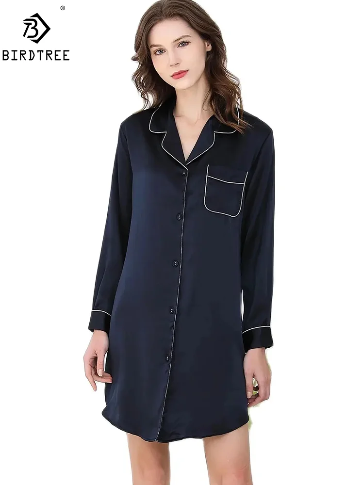 

Winsleter,Women Long Sleeve Solid Color,19MM 100%Real Silk Pajama Dress,Casual Sleepwear,2024 Summer Nightgown P439104QM