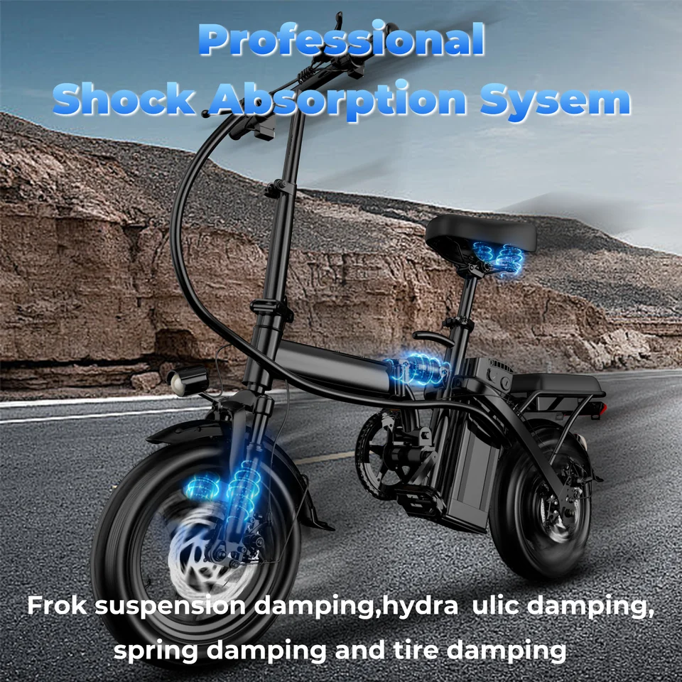 LELEKUAI 500W Adult Electric Bike, 20 MPH, 48V 10.4Ah Removable Battery, 14 Inch Folding Electric Bike, Multi-Shock Absorption image 4