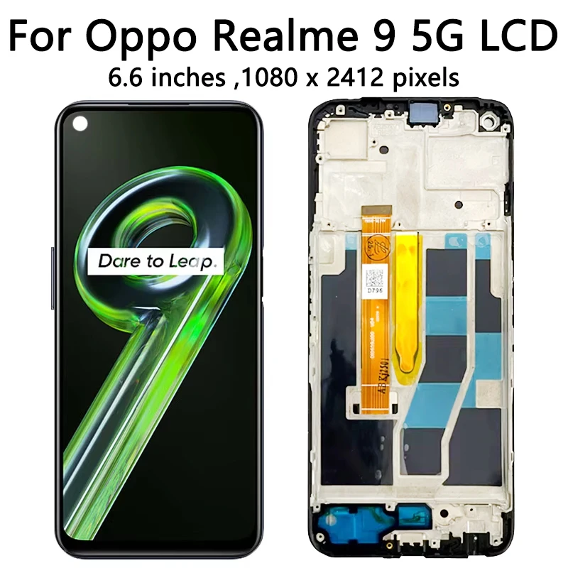 AMOLED For OPPO Realme 9 Realme9 4G/5G RMX3521 RMX3474 LCD Display Touch Screen Digitizer Assembly With Frame