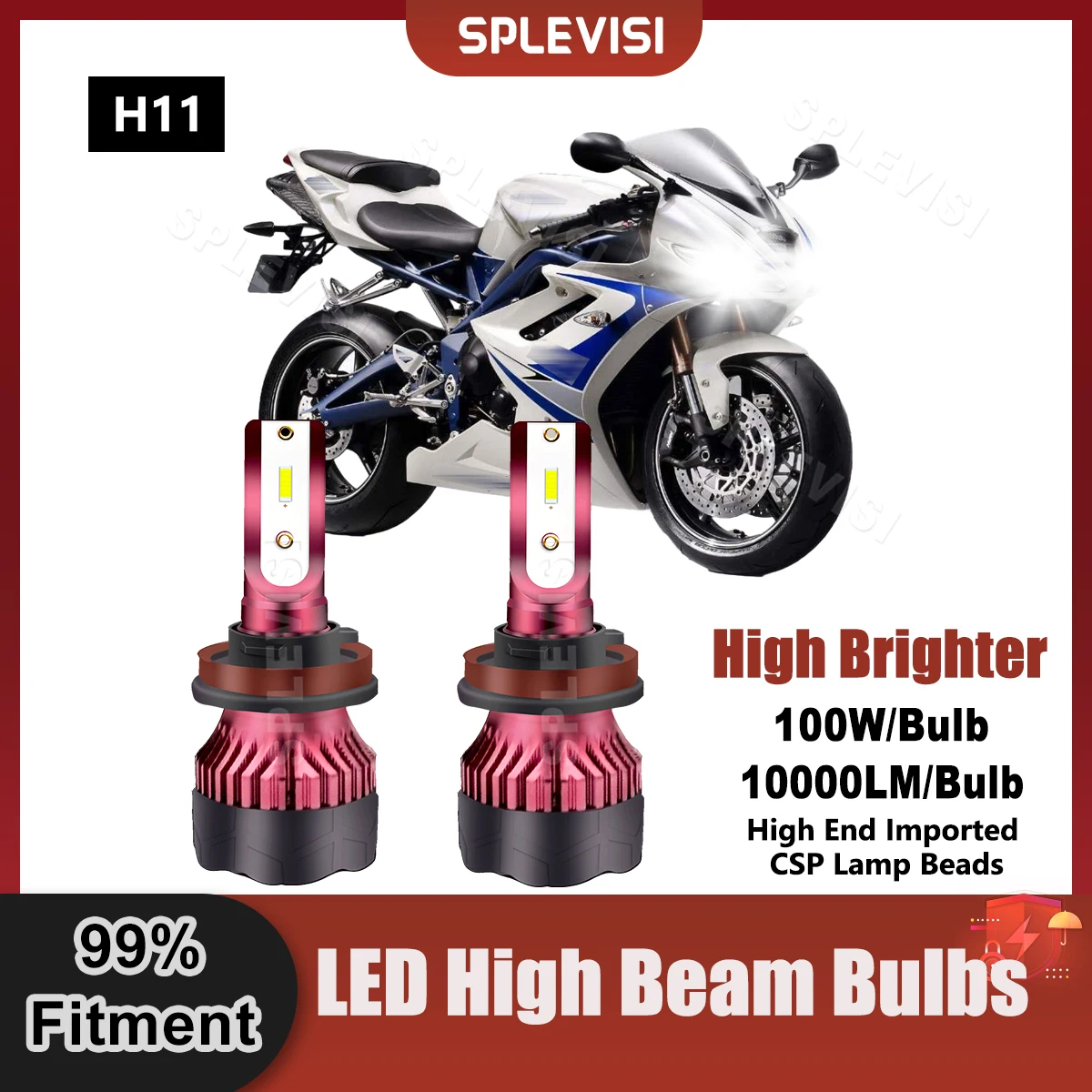 2PCS H11 LED Headlight High Beam Bulbs 6000K 200W 20000LM 9V-36V CSP Chip For Ducati ST3 2004 2005 2006 2007 Motorcycle Bulb