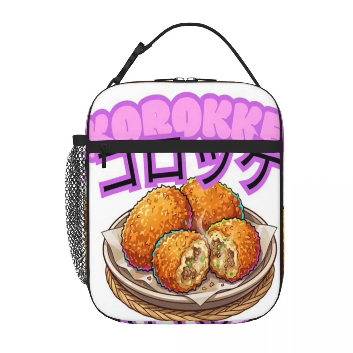 Hot Sale Japanese Korokke Croquettes Crispy Anime Food Outdoor Rugged Lunch Tote Office Outdoor Lunch Reusable Lunch Bag