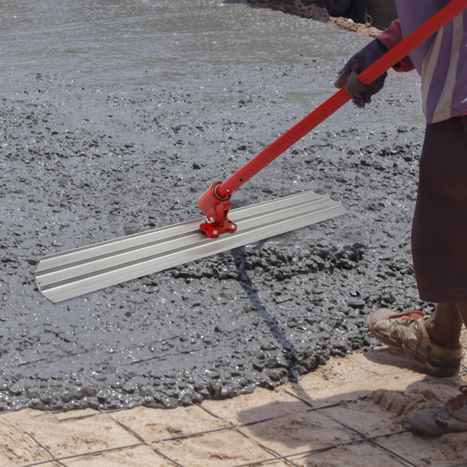 

Trowel Concrete Kit, 48*8in Concrete Trowel, Concrete Smoothing Tool Set with Adjustable Bracket& Handles 6-24ft for Cement Work