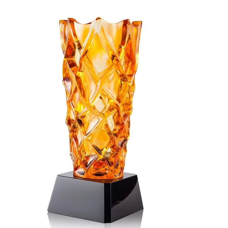 Ancient dewaxing glass trophy Customized free lettering crystal trophy