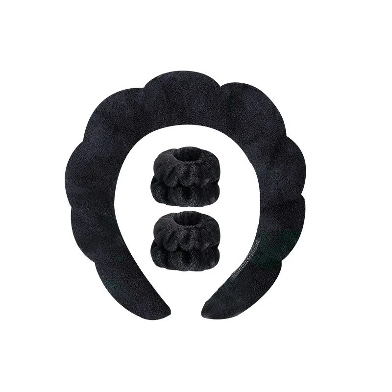 Chic Fried Dough Twists Schwamm Hohe Krone Stirnband Handtuch Flauschige Haarreifen Armband Damen Gesichtswäsche Haarspangen Zubehör Set – Detail 9