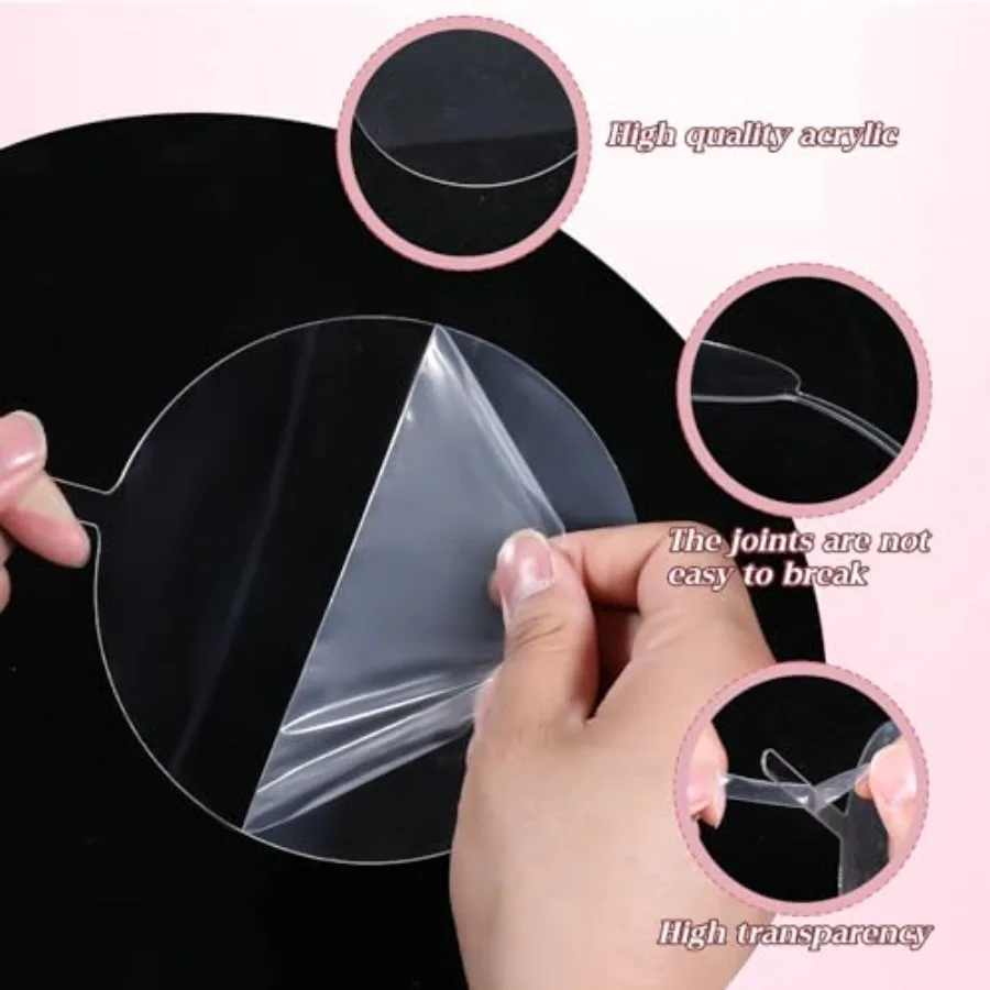 2 قطعة 5 بوصة الاكريليك كعكة توبر DIY بها بنفسك كعكة عيد الميلاد القبعات العالية فارغة مستديرة واضحة كعكة توبر لعيد ميلاد مهرجان الذكرى السنوية #3