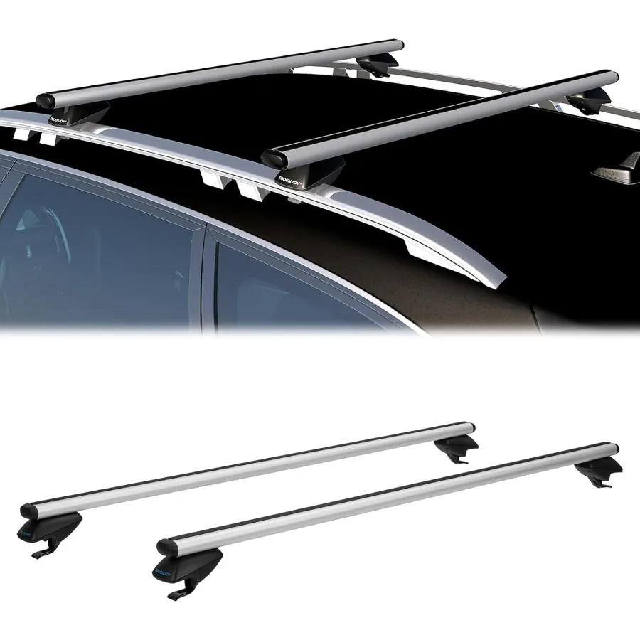 

47 Inch Aluminum Roof Rack Cross Bars for Raised Side Rails Adjustable Cargo Bars Hold 165 LBS Silver