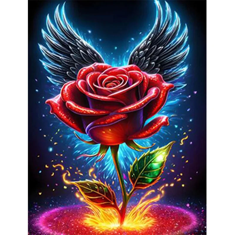 

DIY 5D Diamond Painting Rose with Wings Living Room Bedroom Wall Decoration Painting
