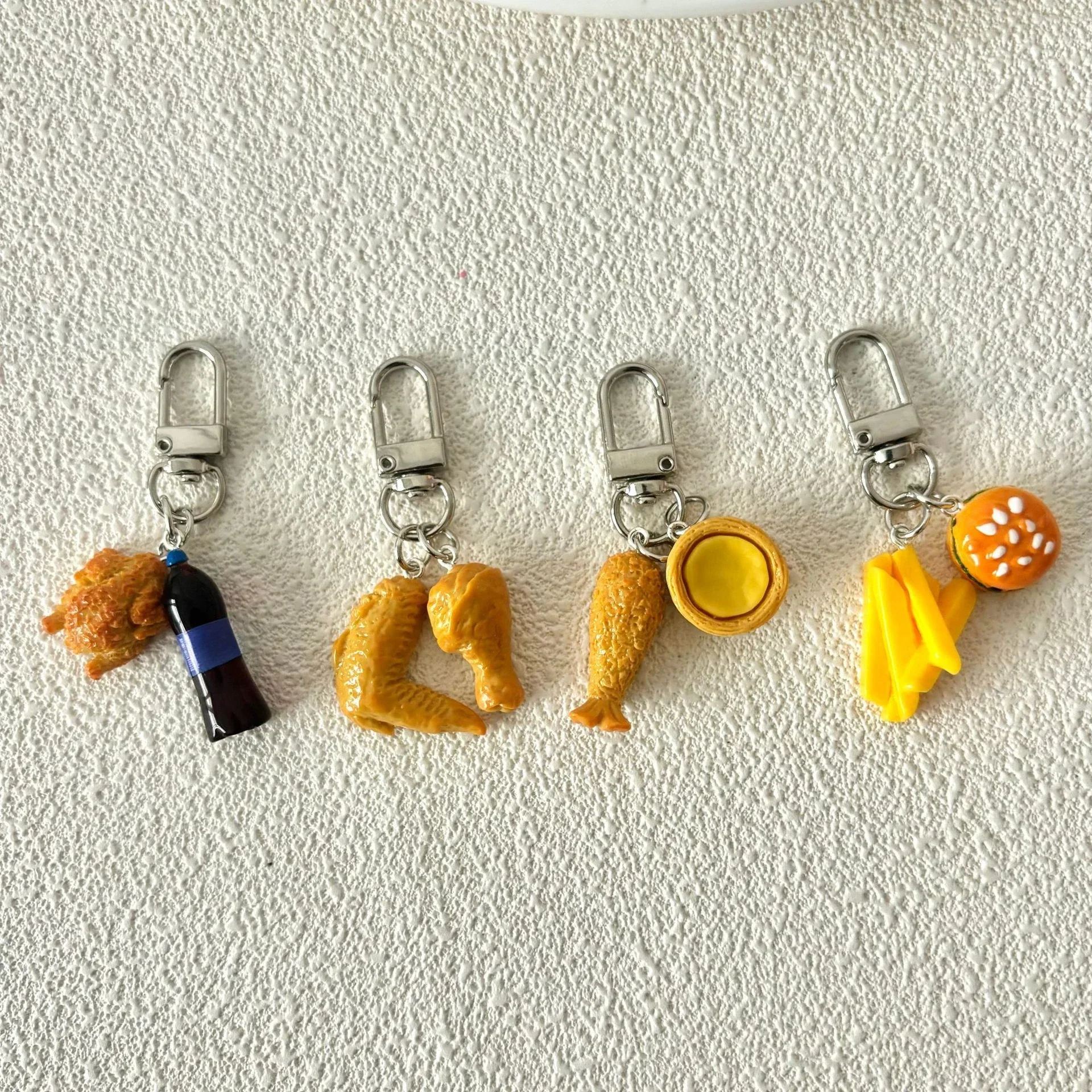 Car Keyring Cute Simulated Food Play Keychain Coke Chicken Wings Fries Burger Egg Tart Bag Pendant Creative New Small Pendant view 3
