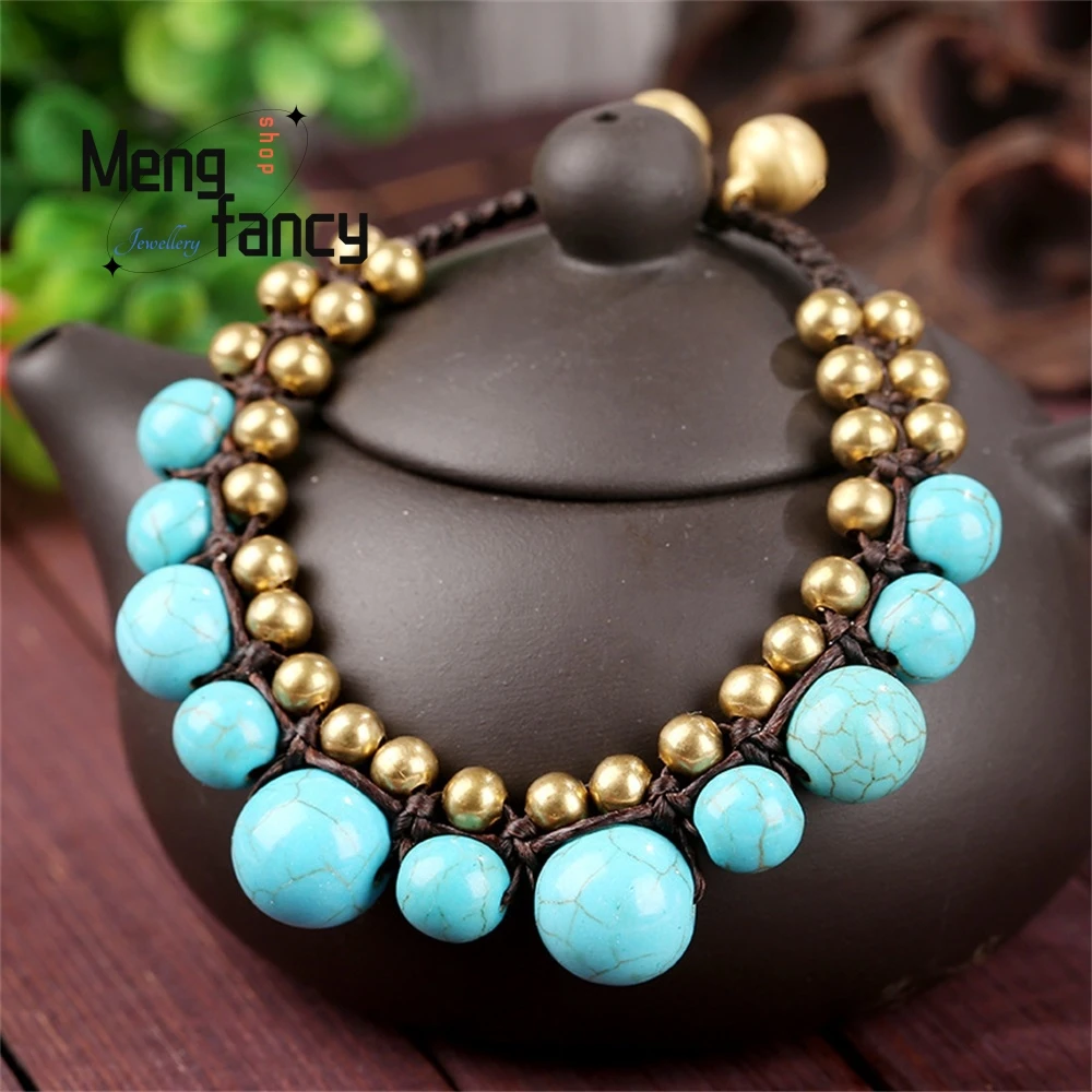 

Bohemian-Style Semi-Precious Stone Bracelet, Hand-Woven Copper Bead Bracelet, A Niche Accessory Fashion Jewelry Best Selling