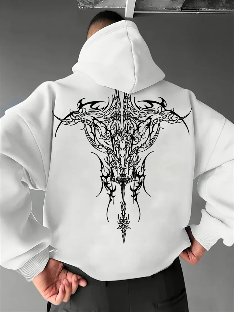 سترة بقلنسوة بطبعة Goth Dark Angel للرجال، بلوفر للمناسبات الكاجوال، سويت شيرت مريح من الصوف، نمط جديد للخريف والشتاء