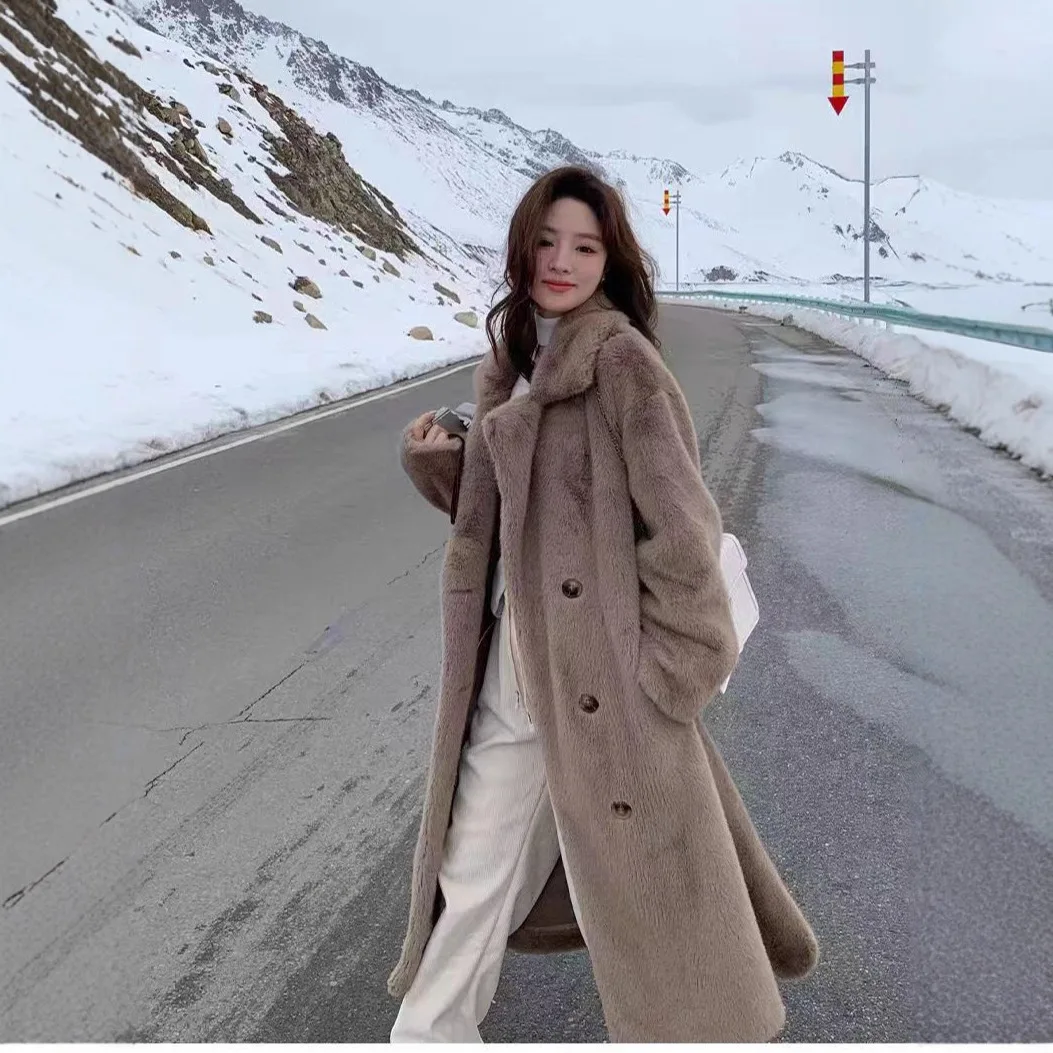 جديد الخريف والشتاء تقليد أرنب الفراء الفراء سميكة مزاجه الدافئة الموسعة أفخم معطف الفراء سترة دعوى طوق #2