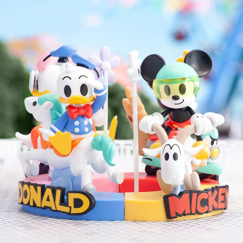 Disney personagens caixa cega mickey e amigos carrossel série bonito caixa mistério kawaii modelo brinquedo para crianças presente do feriado genuíno