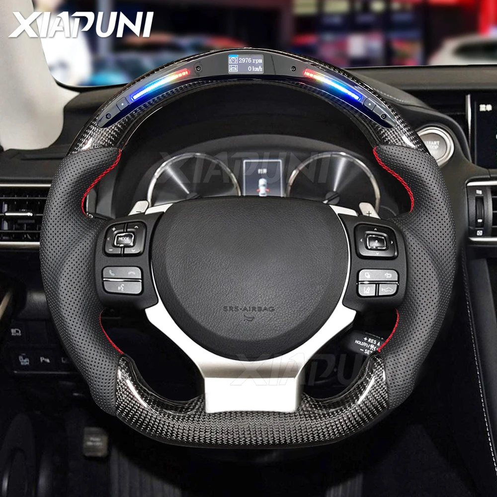 Lexus is/rcf 2013-2022に適したLEDステアリングホイール,カーボン