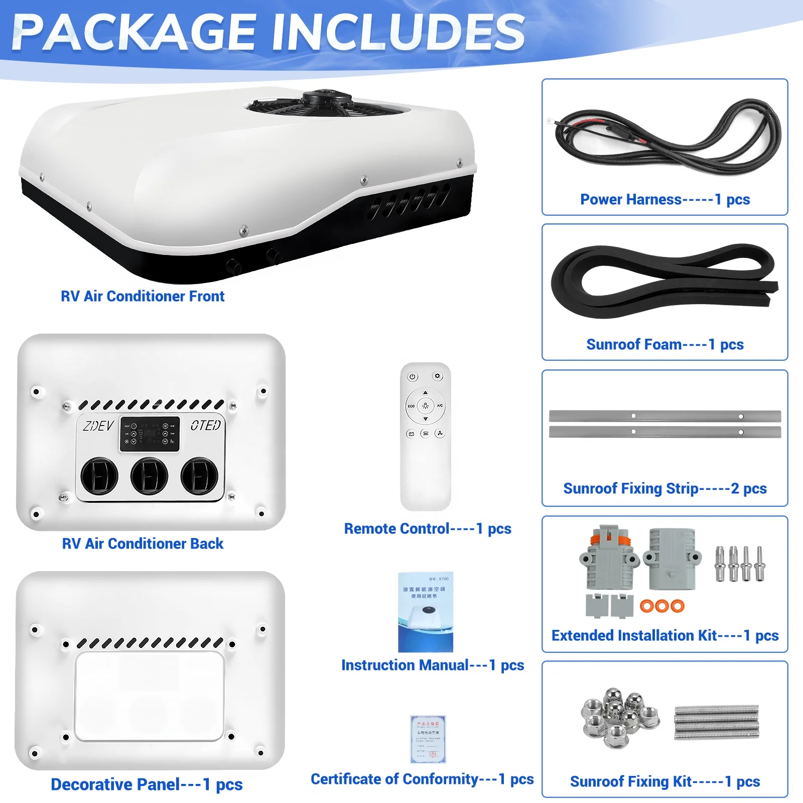 Picture 6: Portable Parking Oto Klima Aire Acondicionado System 12v 24v Electric Dc Cabin Rv Roof Top Air Conditioner For Truck