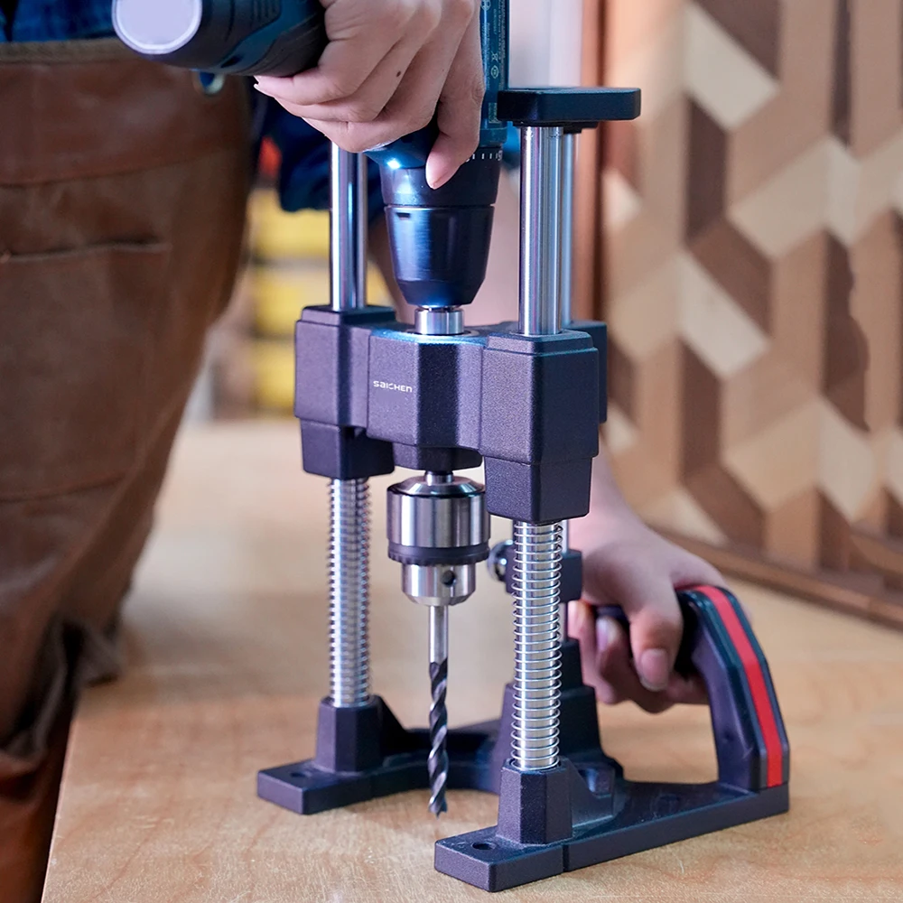 1Pc Precision Portable Drillling Guide Jig, Woodworking Adjustable Punch Locator or Straight Hole Drilling Template Tool
