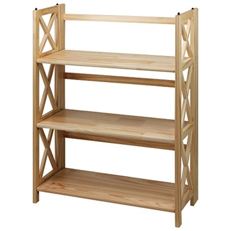 

Montego 3-Shelf Folding Bookcase Natural 27.5" Wide