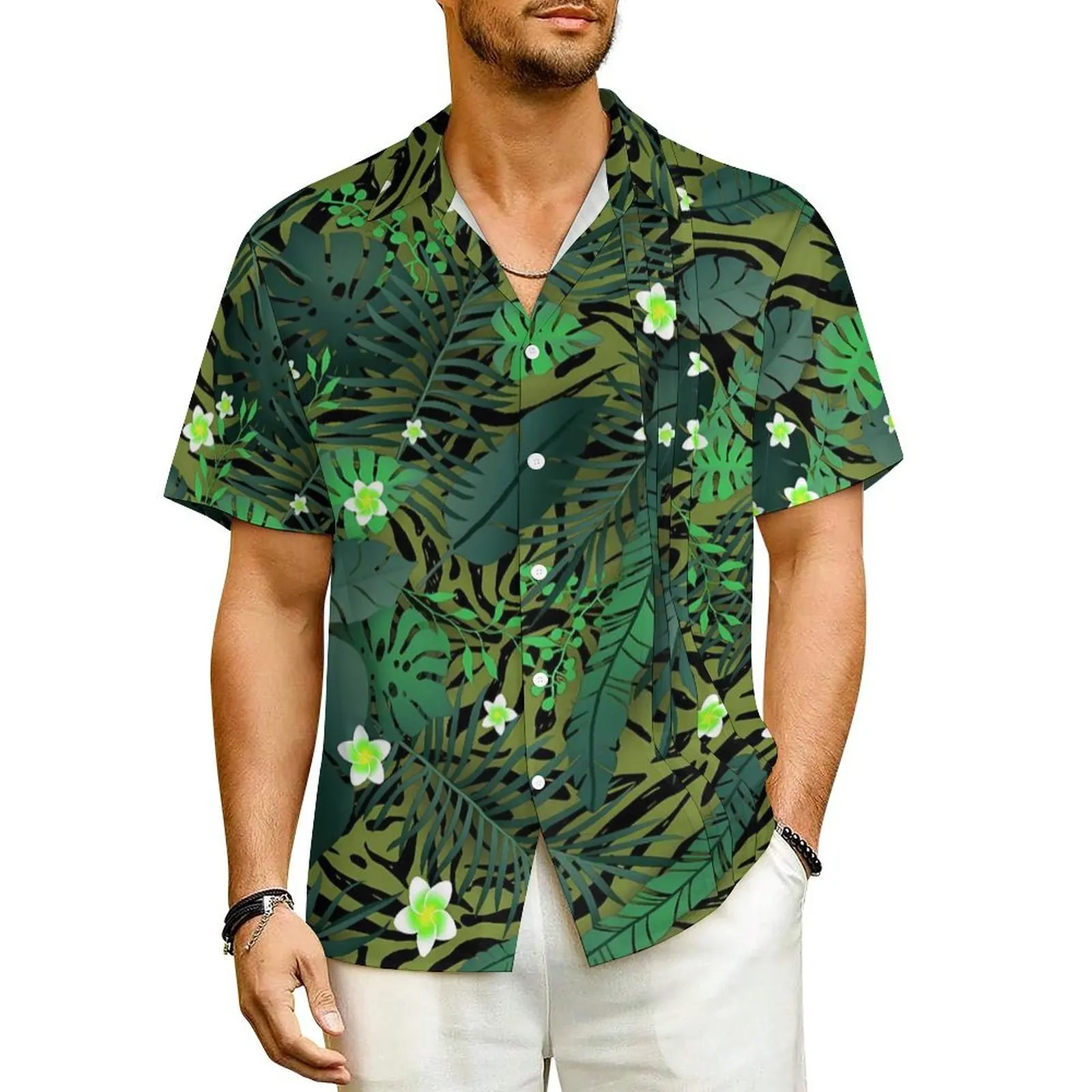 

Elegant Floral Vacation Shirt Modern Flowers Summer Casual Shirts Man Elegant Blouses Short-Sleeve Y2K Street Design Top