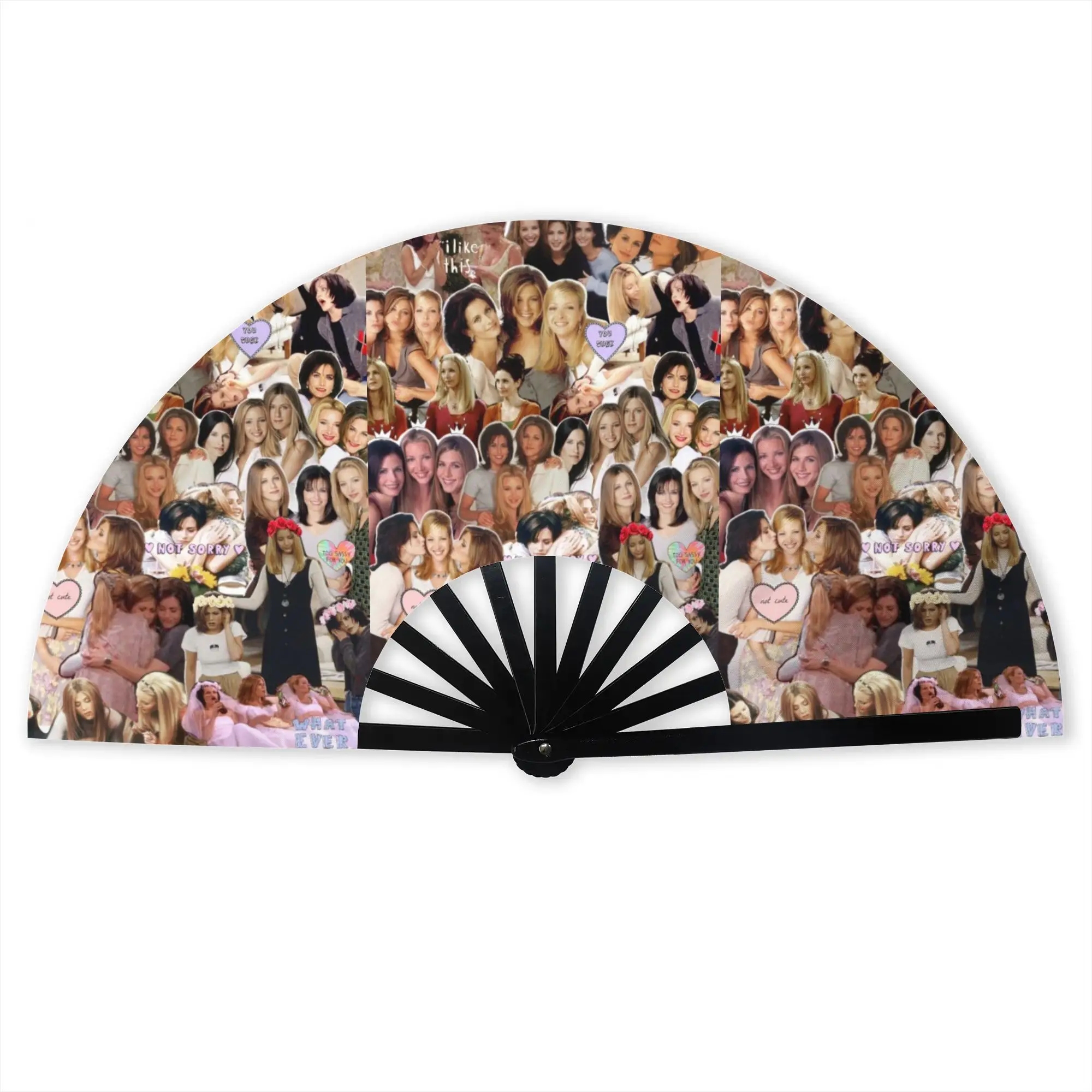Rachel Phoebe And Monica Portable Pocket Fan Travel Friends  TV Show Polyester Folding Fan Chinese Dance Handheld Cooling Fans