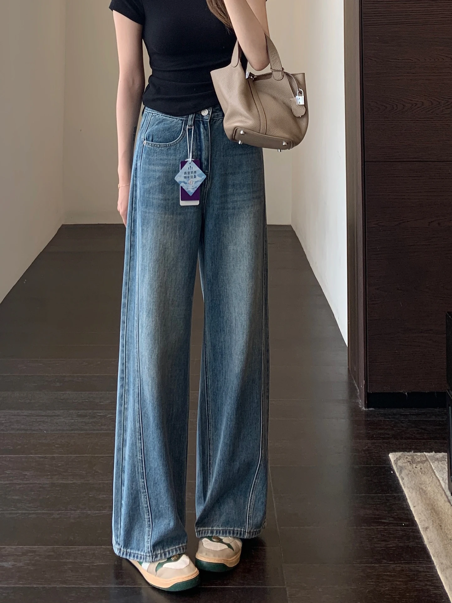 

High Waist Straight Leg Jeans Women's Loose Fit Comfortable Breathable Spring Summer New Style Lazy Style Wide Leg Denim