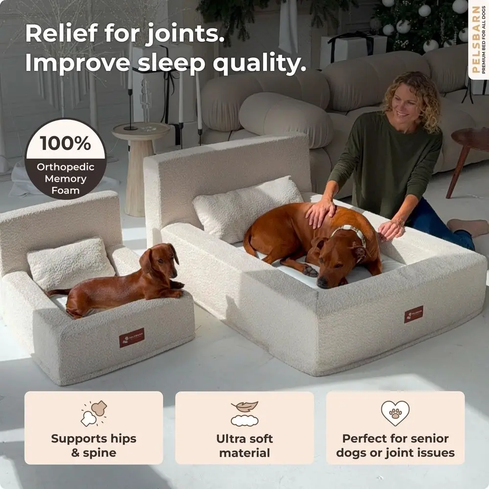 

Real Orthopedic Dog Bed, HighDensity Memory Foam with Waterproof Fitted Sheets Machine Washable, Large, Beige